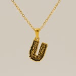 Gold color / 1 Piece Classic Bark Grain Unique Letter U Stainless Steel  Gold Color Unisex Pendant Necklaces Picture21